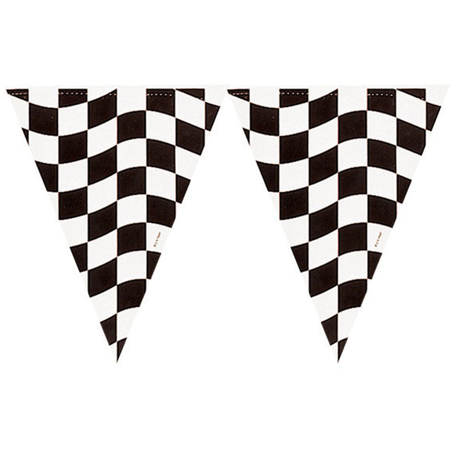 Black and White Check Pennant Banner