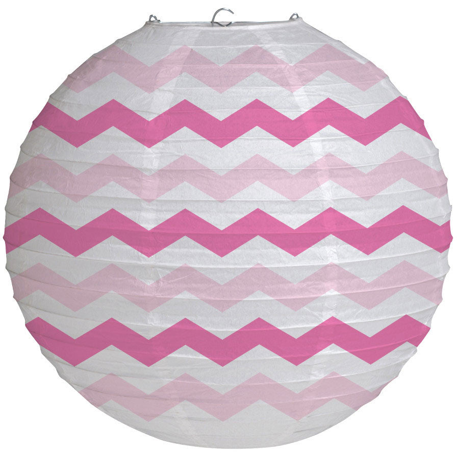 Candy Pink Chevron 12" Round Paper Lantern