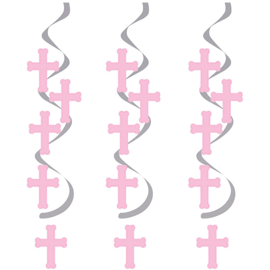 Dizzy Danglers, Pink & Silver Crosses
