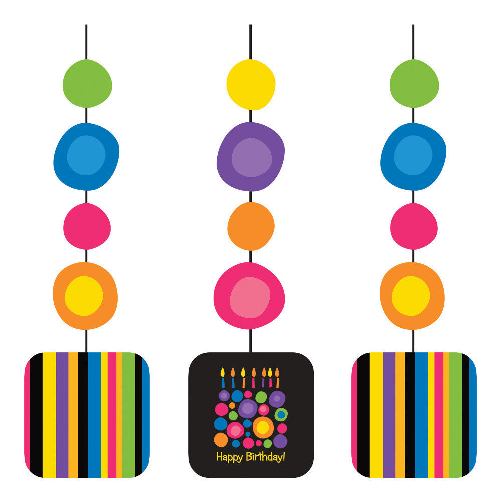 Birthday Cake Dots Hanging Cutouts (3ct)