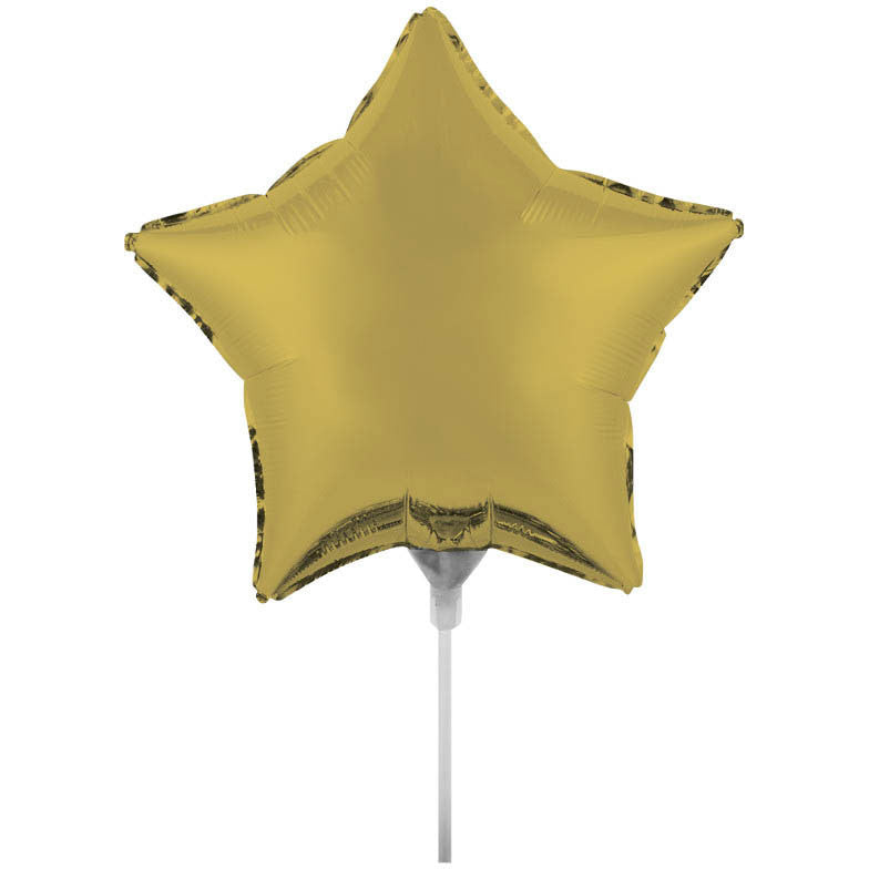 Gold 18" Air Filled Foil Star Balloon with Stick