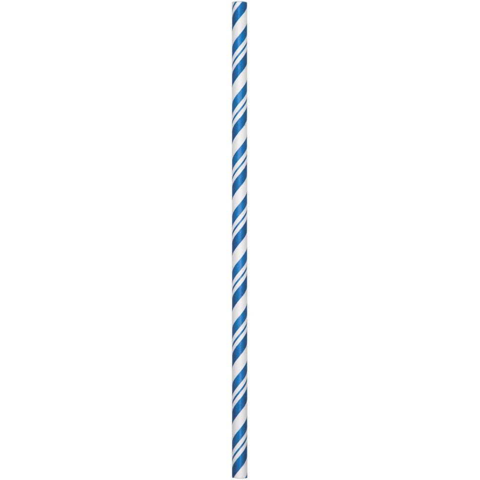 True Blue Striped Paper Straws (24ct)
