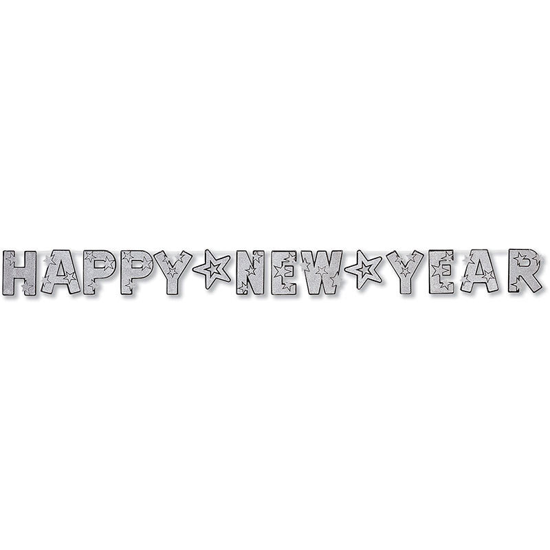 Silver Happy New Year Banner