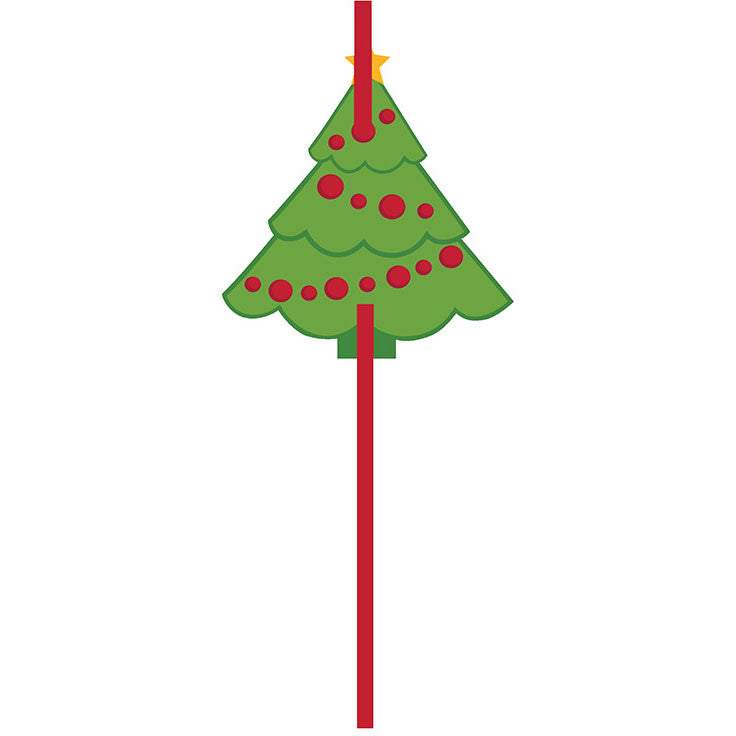 Christmas Tree Plastic Straws (6ct)