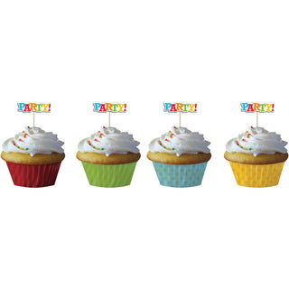 Birthday Stripes Baking Cups and Picks (12ct)