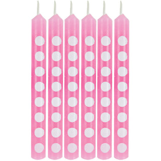 Candy Pink Dots Stick Candles (12ct)