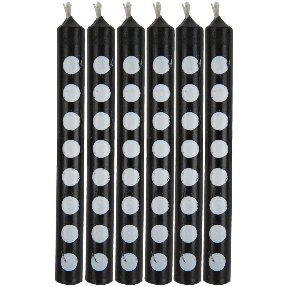 Black Dots Stick Candles (12ct)
