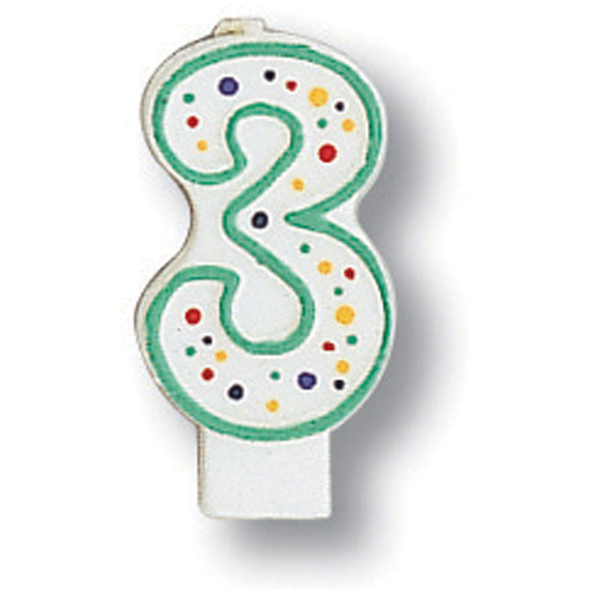 Polka Dot "3" Numeral Candle