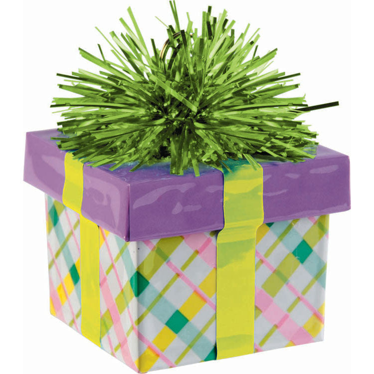 Gift Box Balloon Weight- Plaid