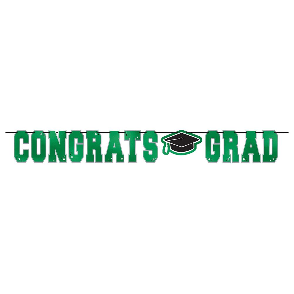School Colors Large Foil Letter Banner Green (1ct)