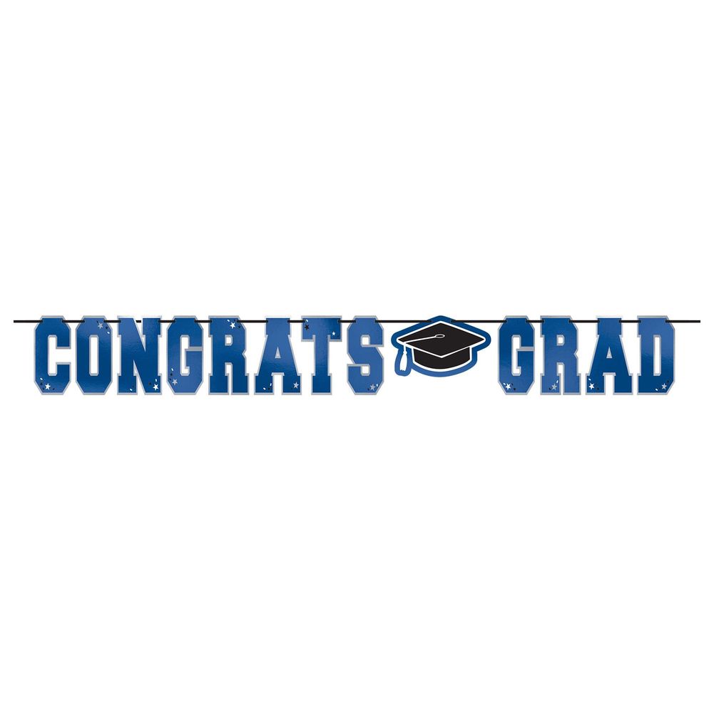 School Colors Large Foil Letter Banner Blue (1ct)