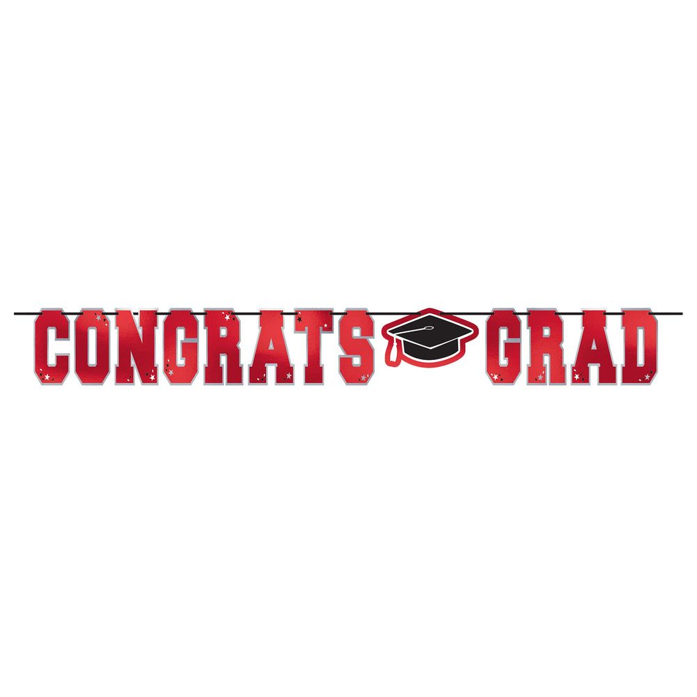 School Colors Large Foil Letter Banner Red (1ct)