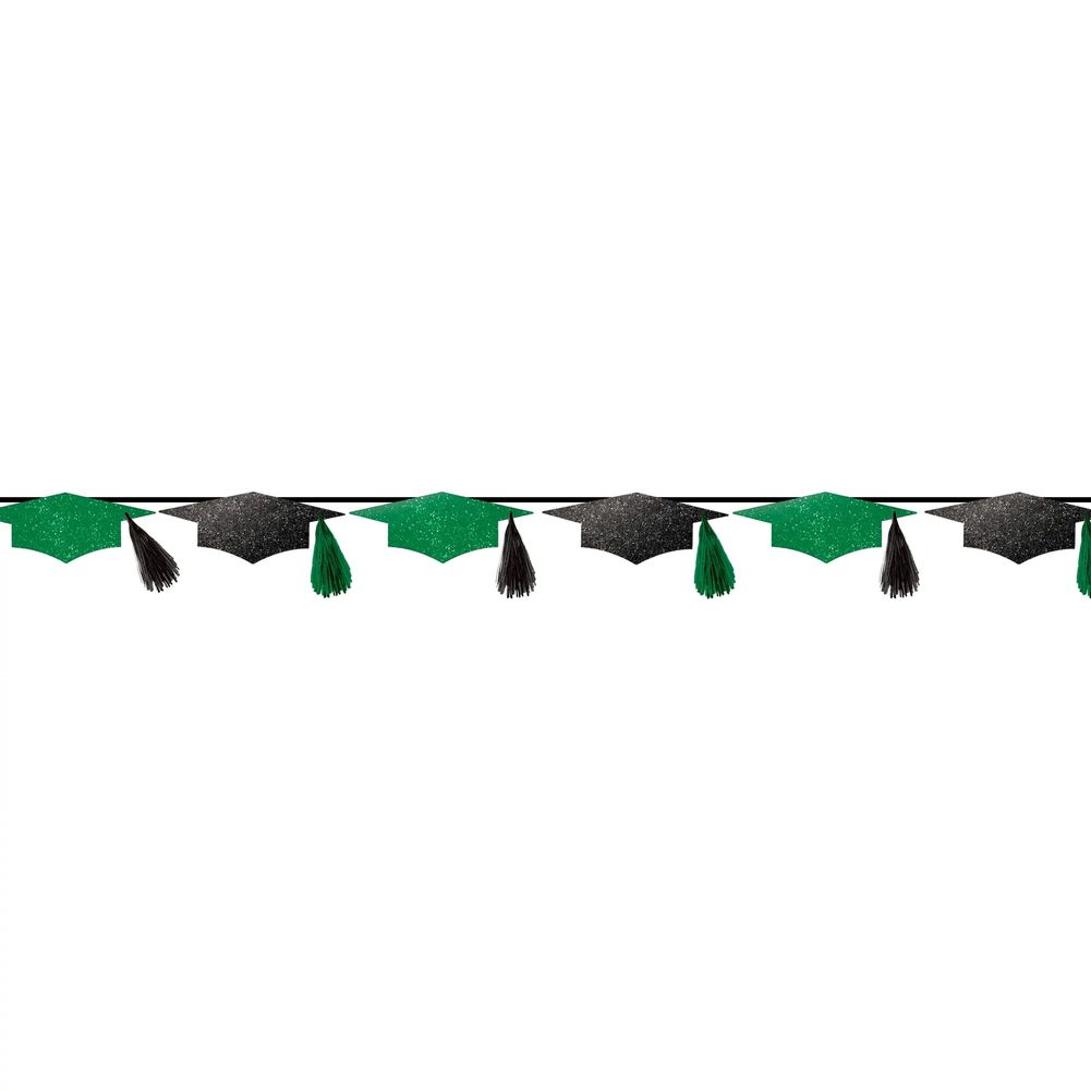 Grad Cap Tassel Banner Green (1ct)