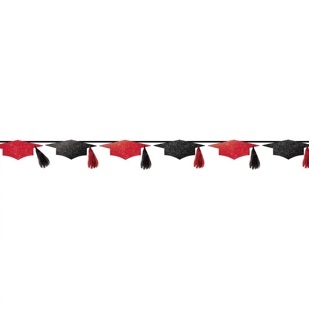 Grad Cap Tassel Banner Red (1ct)
