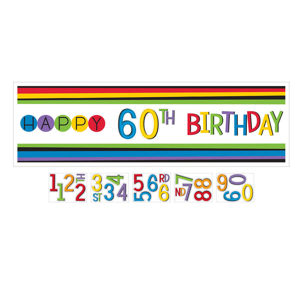 Rainbow Birthday Add Any Age Party Banner