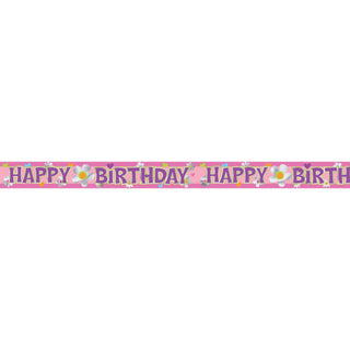 Happy Birthday Flower 12' Foil Banner