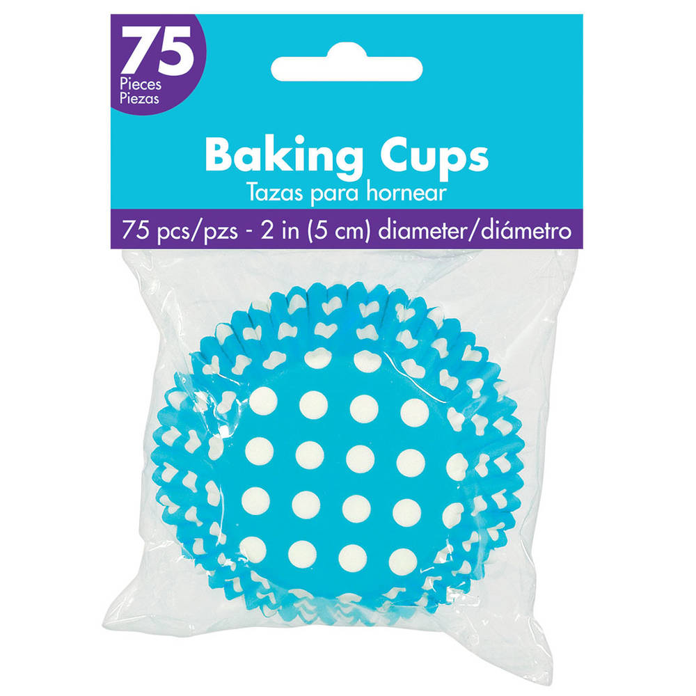 Carribean Blue Polka Dot 2" Baking Cups (75ct)