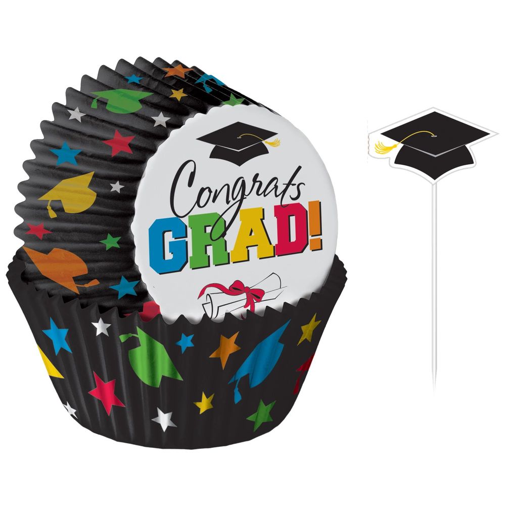 Graduation Multicolor Baking Cups and Picks (48ct)