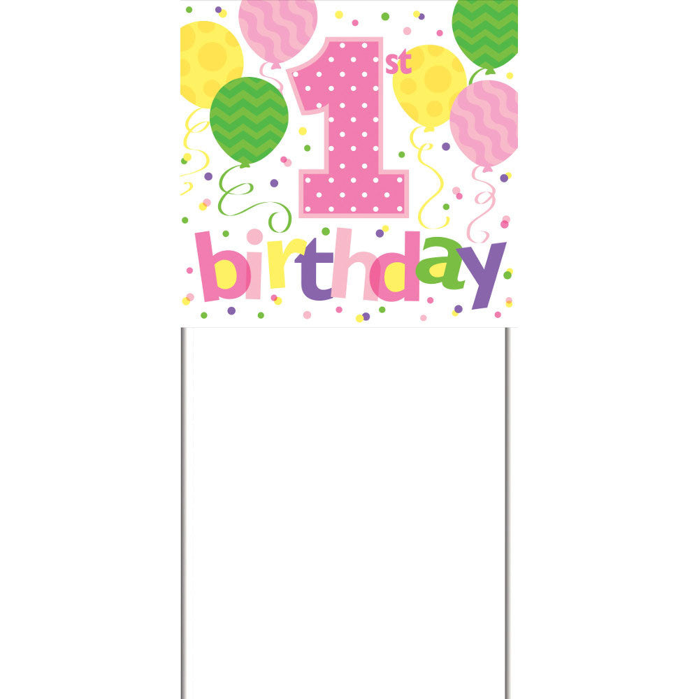 1st Birthday Girl Yard Sign