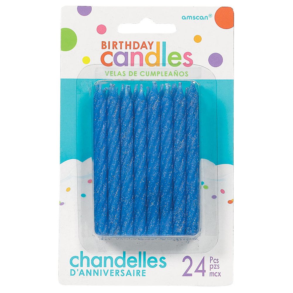 Amscan Large 3.25" Blue Spiral Candle Sets (24ct)