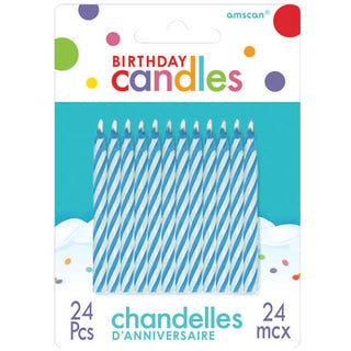 Blue Candy Stripe Stick Candles (24ct)