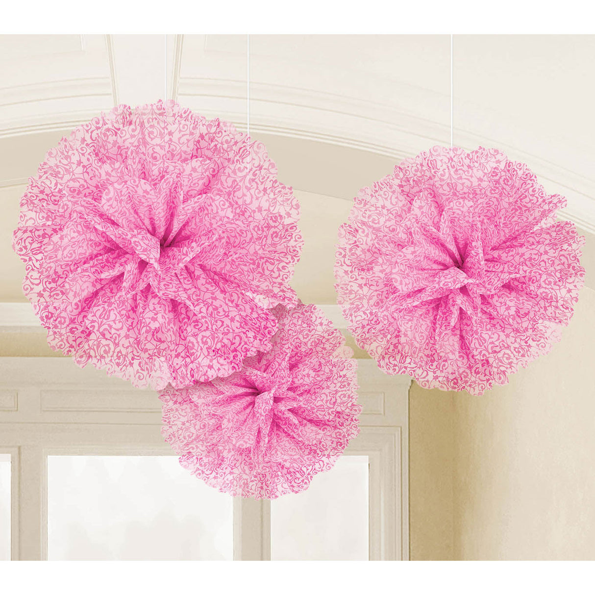 Pink Scroll Fluffy Tissue Balls