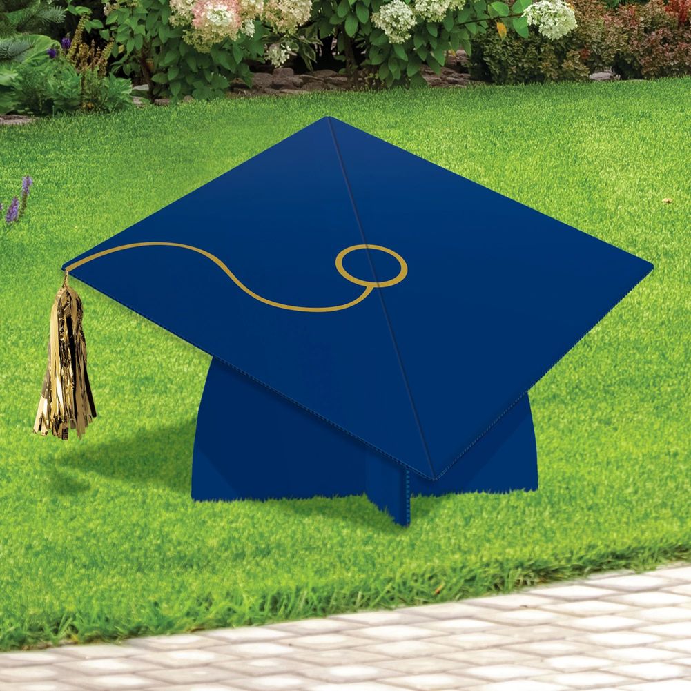 Grad Cap Large Yard Sign Blue (1ct)