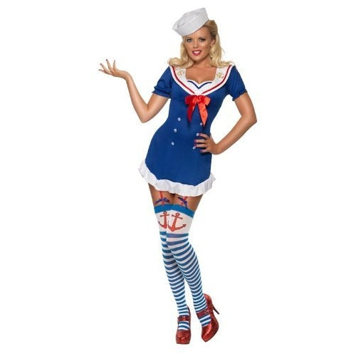Ahoy Sailor Costume Blue Dress with Garter Straps – US Novelty