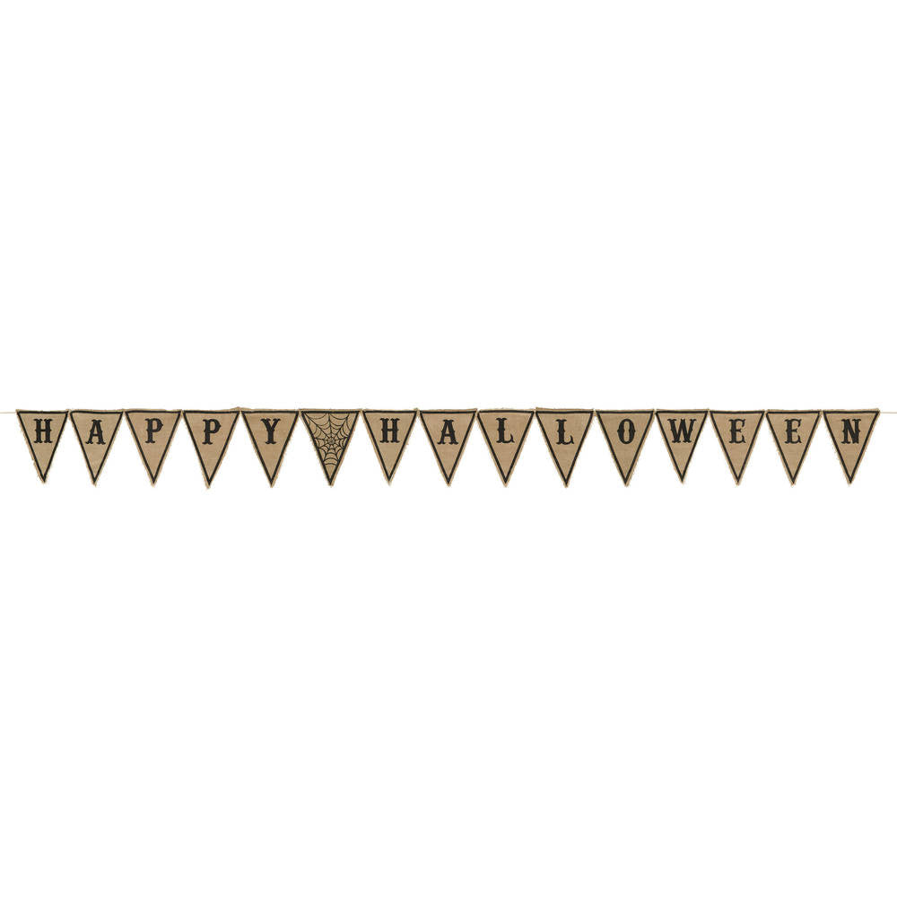 Modern Happy Halloween Burlap Banner