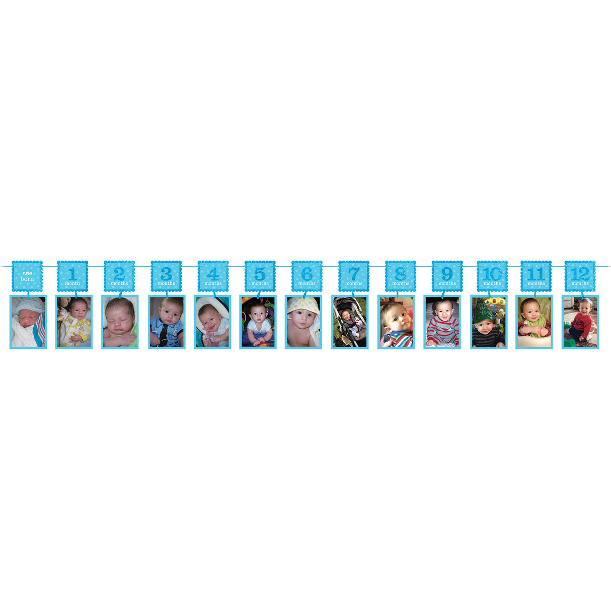1st Birthday Boy Glitter Photo Garland