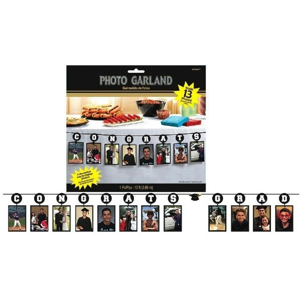 Black Silver and Gold Photo Garland (1ct)