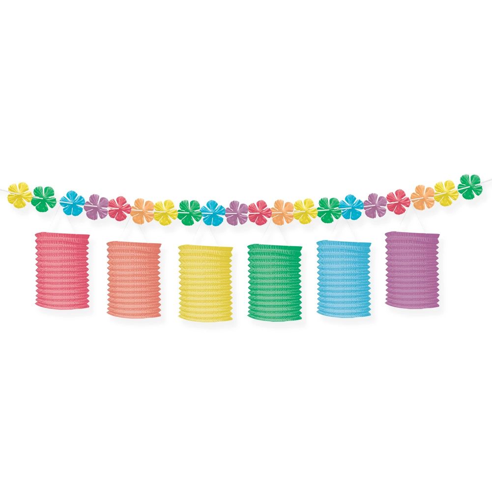 Summer Hibiscus Lantern Garland, 10'