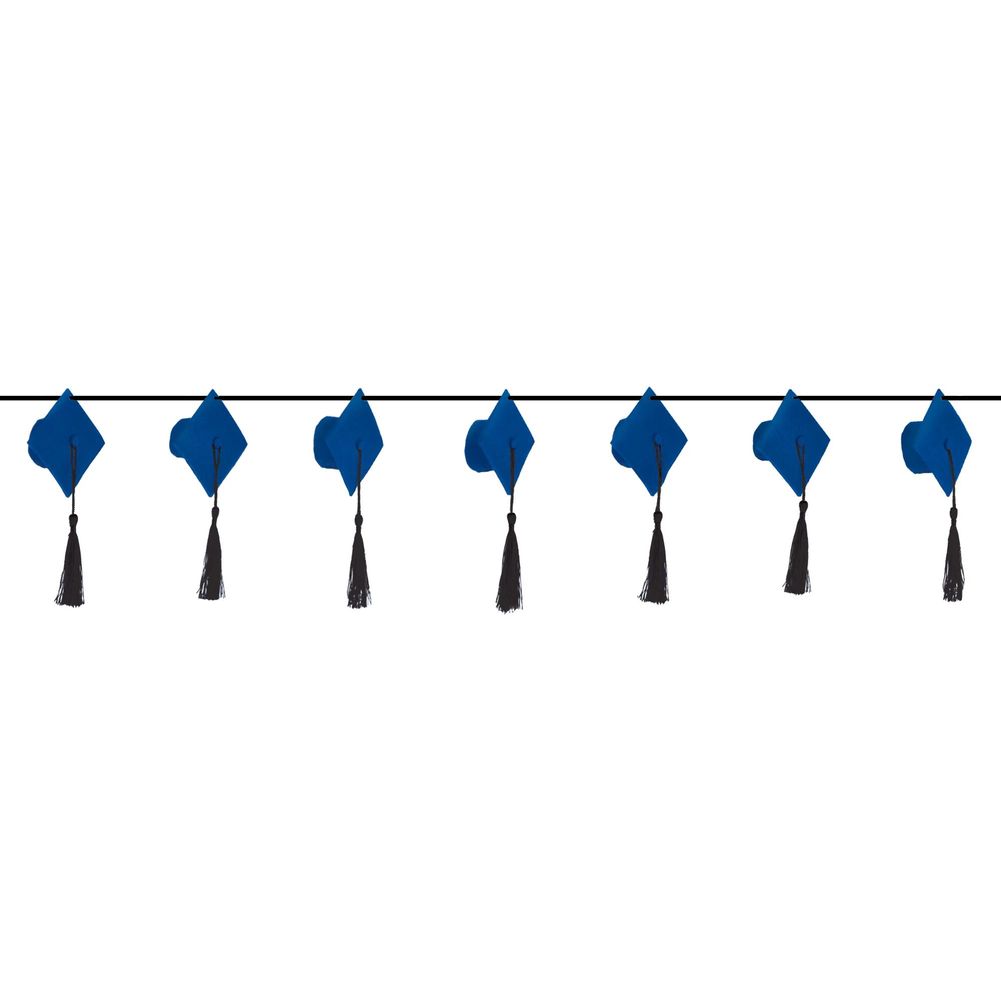Graduation Garland Dimensional Grad Cap Blue (1ct)