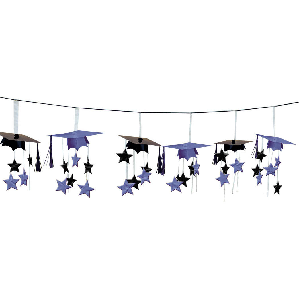 3D New Purple Graduation Cap Garland