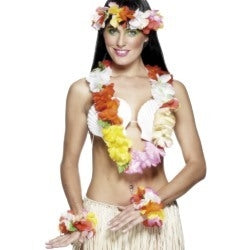 Hawaiian Set Deluxe Multi Coloured with Garland Headband and