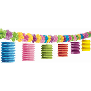 Tiki Lounge Lantern Garland with Fabric Flowers