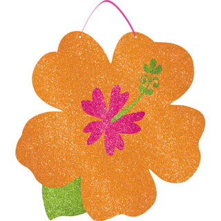 Orange Hibiscus Glitter Sign