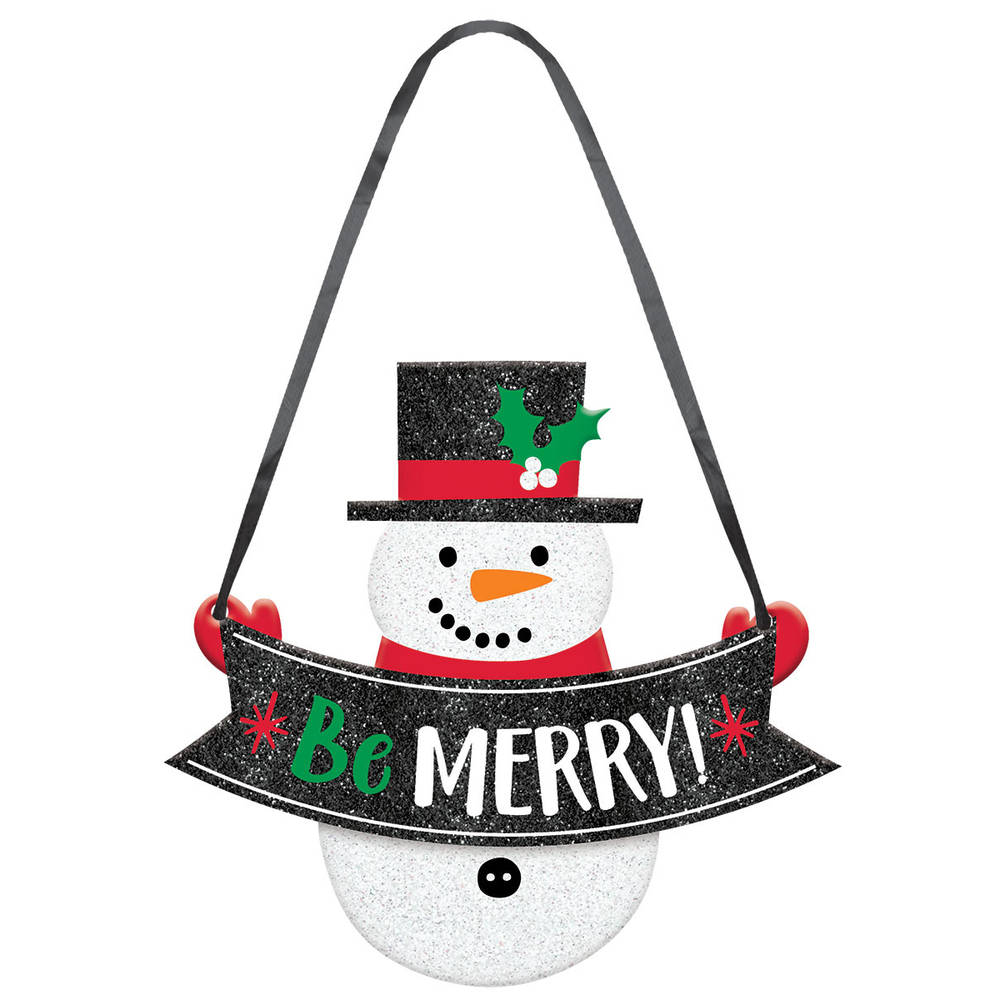 Snowman Be Merry Hanging Window Sign