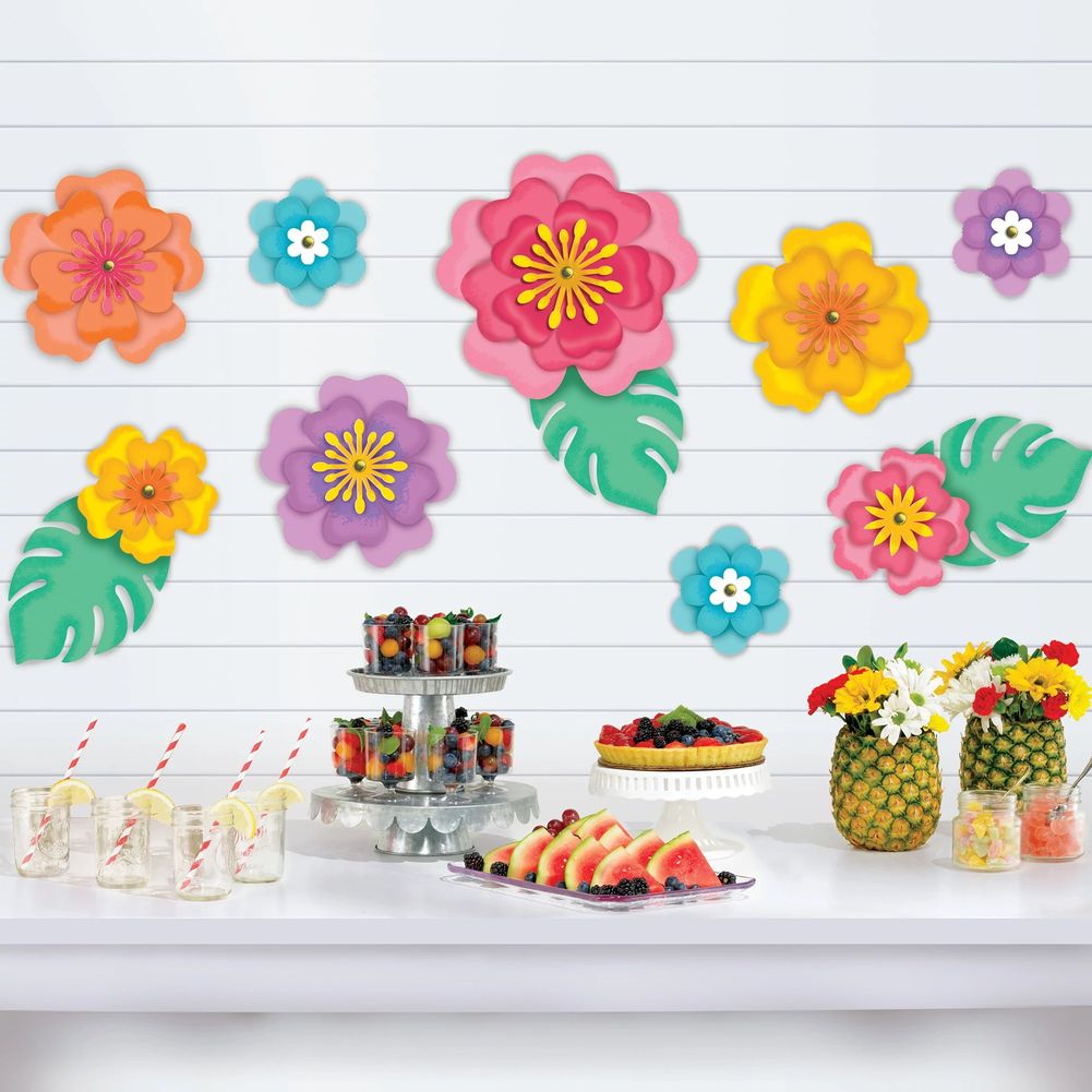 Summer Hibiscus Paper Flowers, 12ct