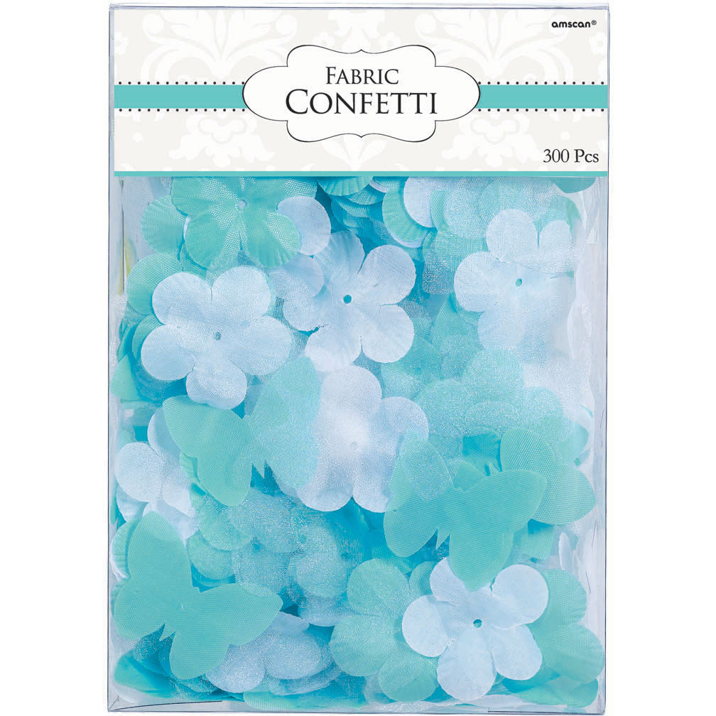 Robin Egg Blue Flower/Butterfly Fabric Confett