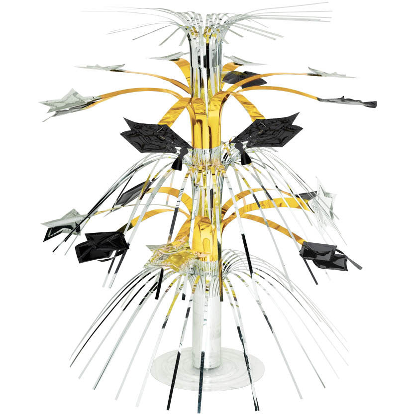 Graduation Gold/Silver/Black Cascade Centerpiece