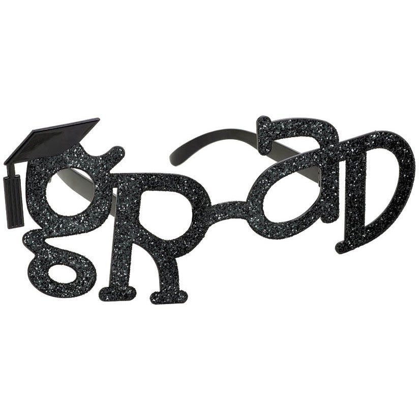 Black Grad Shape Glitter Glasses