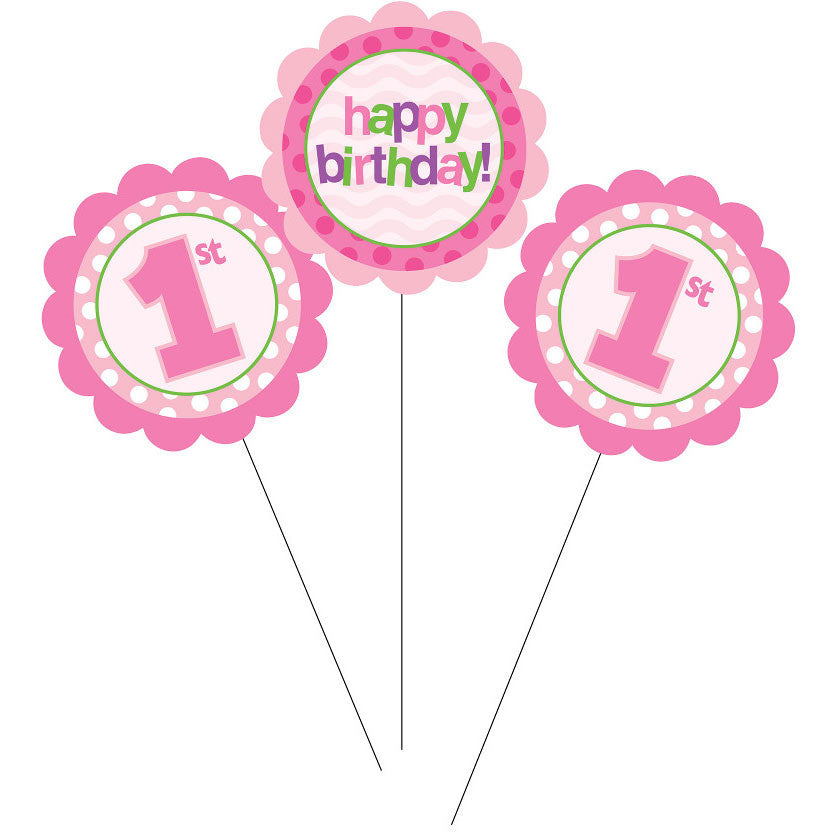 1st Birthday Girl Centerpiece Sticks