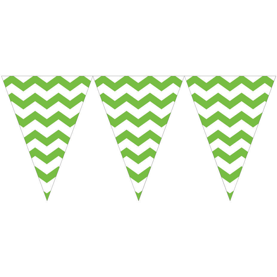 Fresh Lime Chevron 9' Pennant Banner