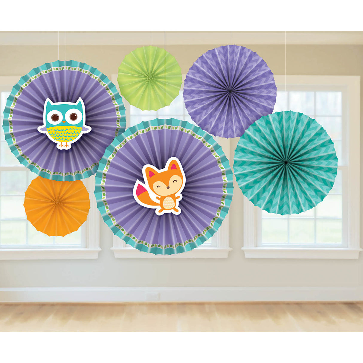 Woodland Welcome Paper Hanging Fans (6ct)