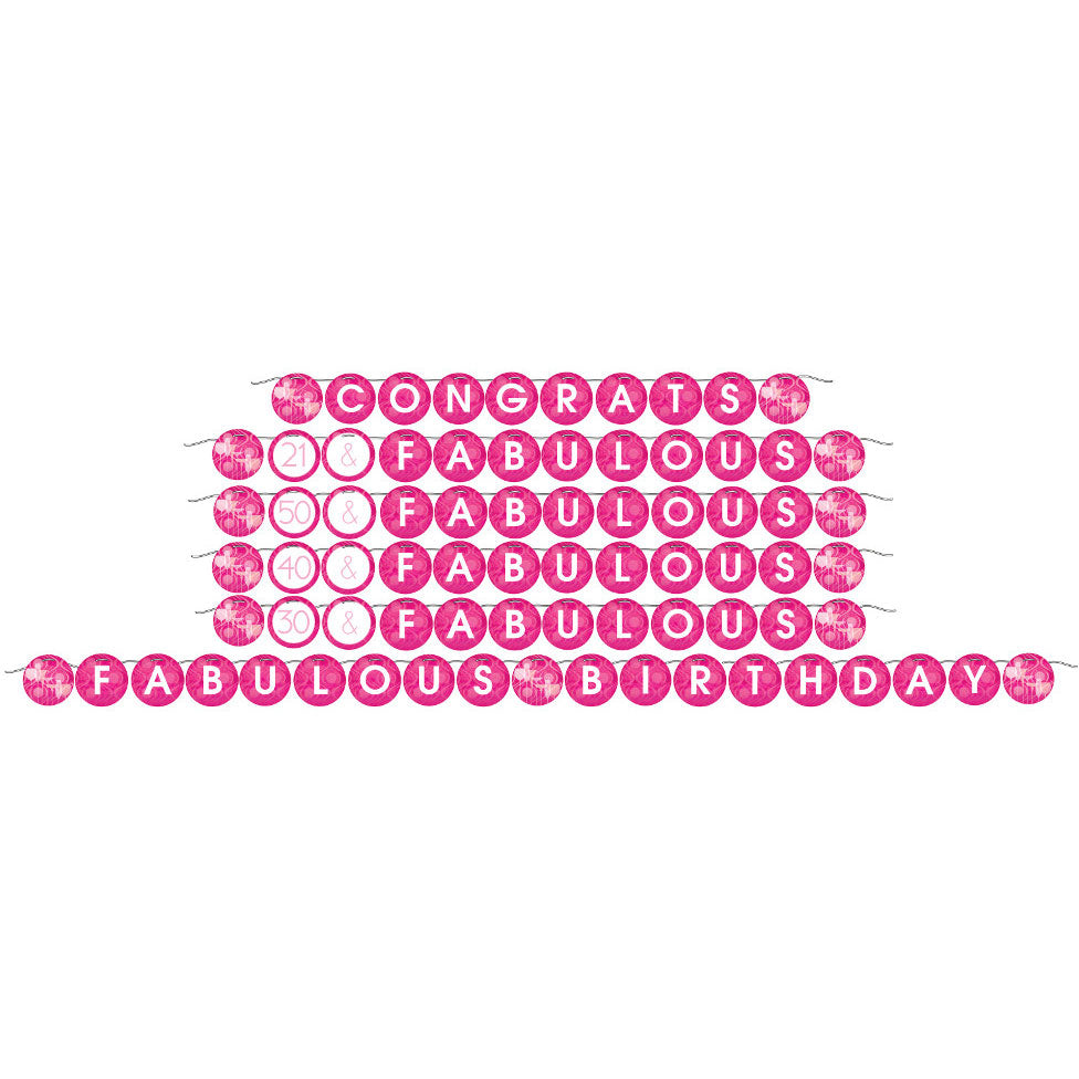 Fabulous Birthday Circle Letter Banner