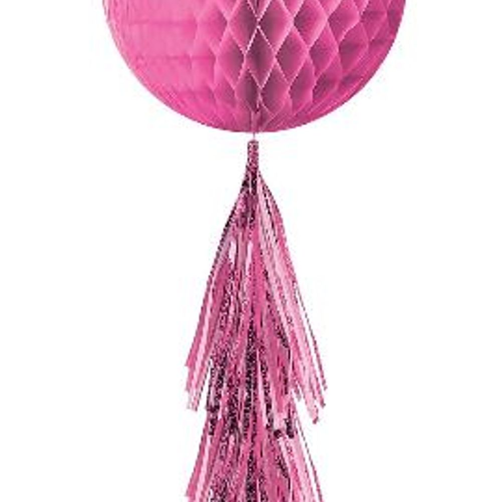 Bright Pink Honeycomb Ball with Tail