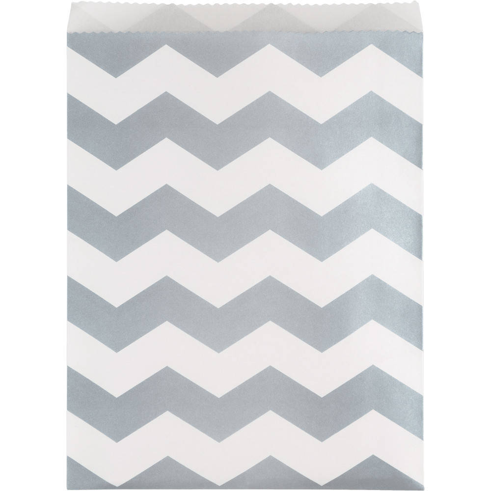 Silver Chevron Large Treat Bags (10ct)