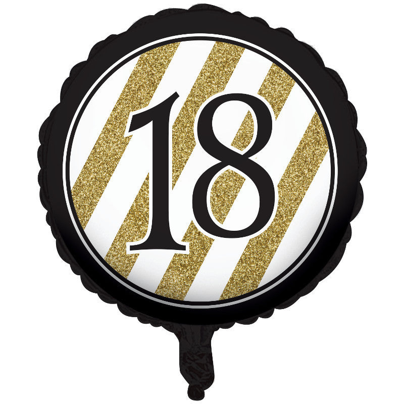 Black & Gold 18 18" Round Foil Balloon