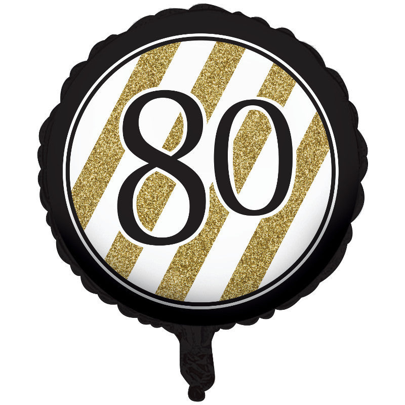 Black & Gold 80 18" Round Foil Balloon